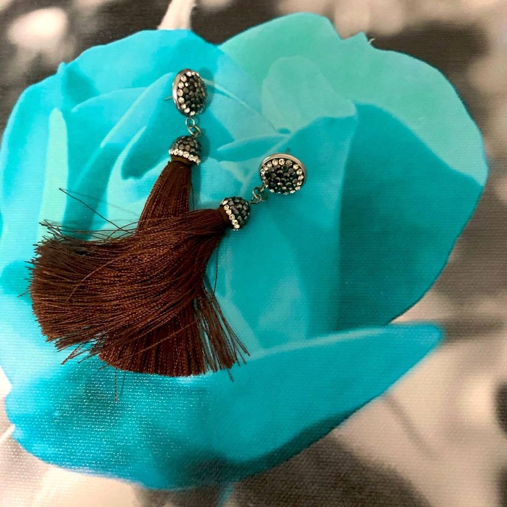 Chocolate brown tassel earrings